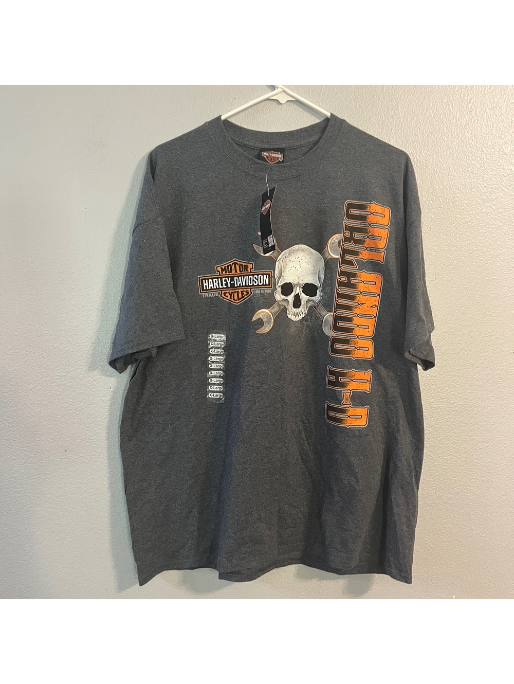 Harley Davidson Orlando FL T Shirt XL NWT Skull Crossed Wrenches KM2466